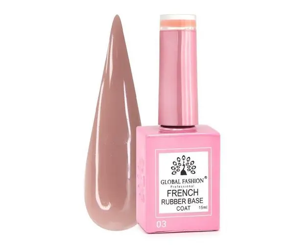 French Rubber Base Coat, Global Fashion, 15 ml, Nude 03