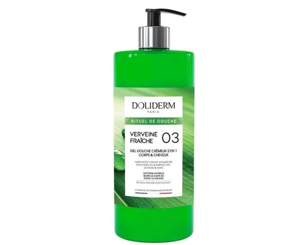 Gel de Dus si Sampon Cremos 2in1 cu Cremos cu Extract de Verbena - Doliderm Verveine Fraiche 03 Gel Douche Cremeux 2en1, 1000 ml