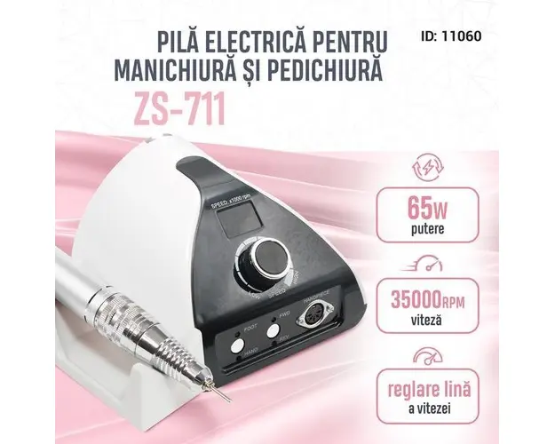 Freza electrica Global Fashion ZS-711, 35000 RPM, 65W, Alb