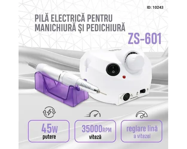 Freza electrica ZS-601, Global Fashion, 35000 RPM, 45W, Alb