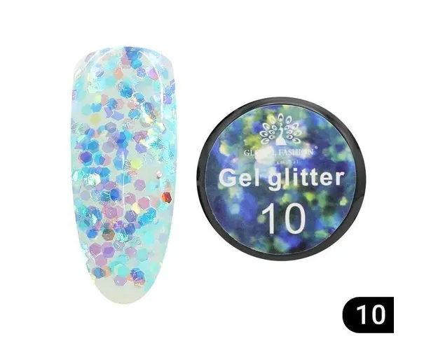 Gel color cu sclipici, Global Fashion, Glitter Gel, 5 gr , Albastru 10