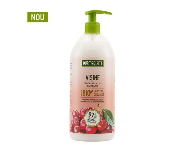 Gel-Crema de Dus Catifelant cu extract de visine organice, 1000 ml 