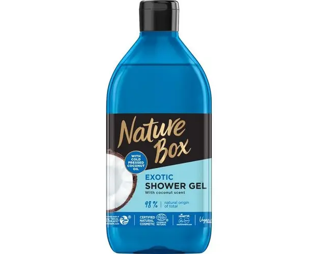 Gel de Dus Exotic cu Ulei de Cocos Presat la Rece - Nature Box Exotic Shower Gel with Cold Pressed Coconut Oil, 385 ml