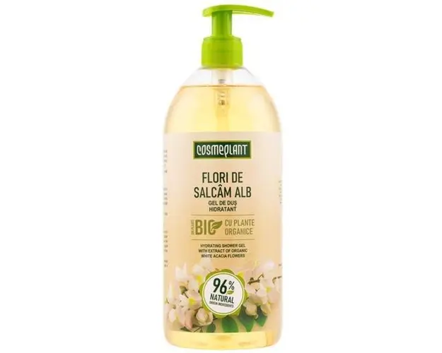Gel de dus Hidratant cu extract de flori de salc&acirc;m alb organic Cosmeplant, 1000 ml