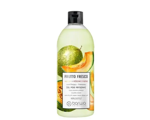 Gel de dus hidratant Frutto Fresco, cu pepene galben si piper roz, Barwa Cosmetics, 480 ml