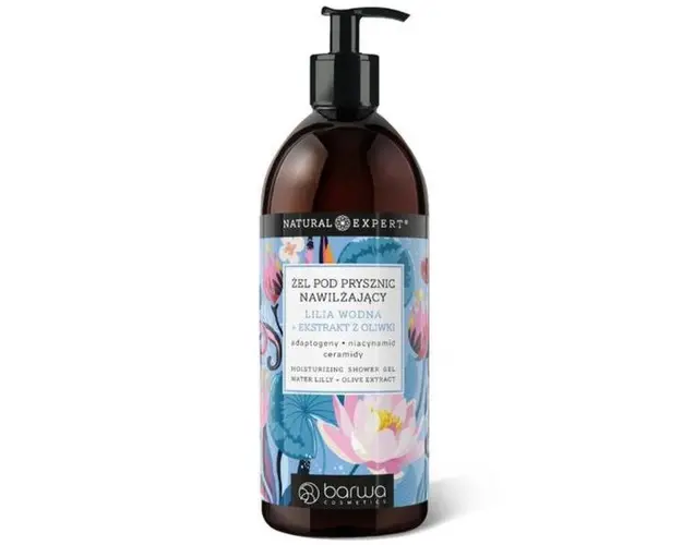 Gel de dus hidratant Natural Expert cu flori de nufar si extract de masline, Barwa Cosmetics, 480 ml