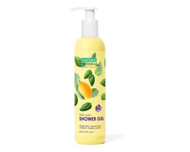 Gel de Dus Natural cu Mango si Busuioc - Natura Estonica Basil Lush Shower Gel, 400 ml