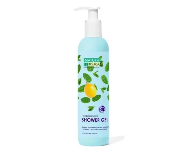 Gel de Dus Natural cu Menta si Fructul Pasiunii - Natura Estonica Herbalicious Shower Gel, 400 ml