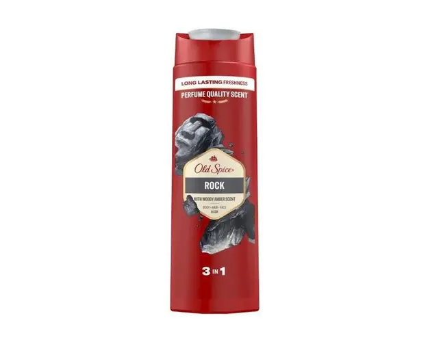 Gel de Dus pentru Barbati - Old Spice Rock Body - Hair - Face Wash 3in1 with Woody Amber Scent, 400 ml