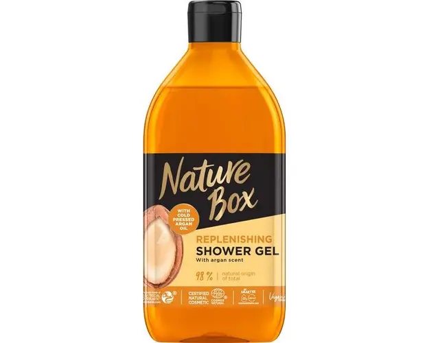 Gel de Dus Reconfortant cu Ulei de Argan Presat la Rece - Nature Box Replenishing Shower Gel with Cold Pressed Argan Oil, 385 ml