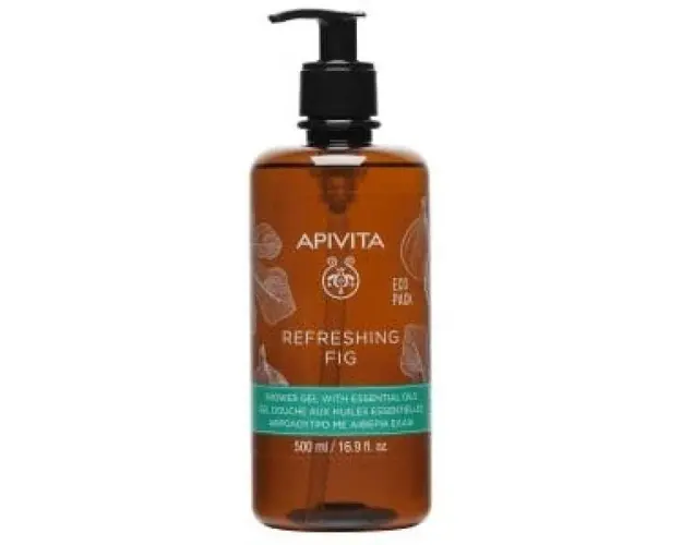 Gel de dus Refreshing Fig cu uleiuri esentiale Ecopack, Apivita, 500 ml