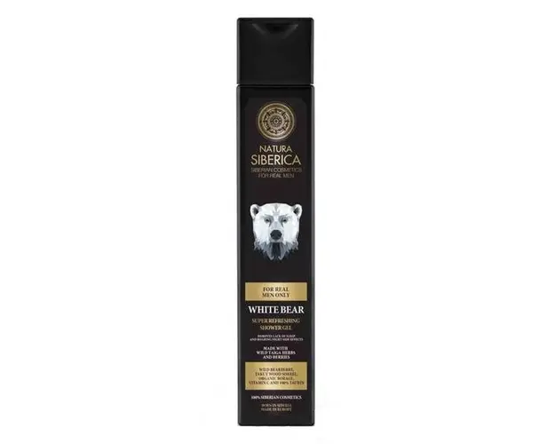 Gel de Dus Revigorant pentru Barbati cu Plante Siberiene White Bear Natura Siberica, 250 ml
