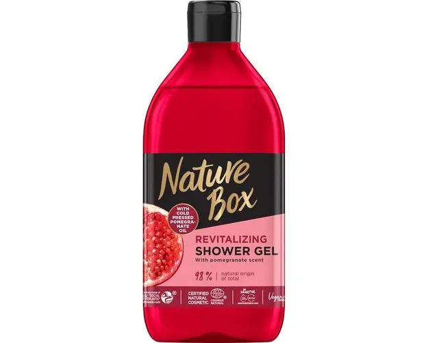 Gel de Dus Revitalizant cu Ulei de Rodie Presat la Rece - Nature Box Revitalizing Shower Gel with Cold Pressed Pomegranate Oil, 385 ml