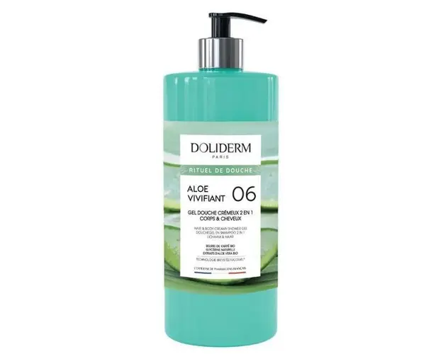Gel de Dus si Sampon Cremos 2in1 cu Suc de Aloe Vera - Doliderm Aloe Vivifiant 06 Gel Douche Cremeux 2en1, 1000 ml