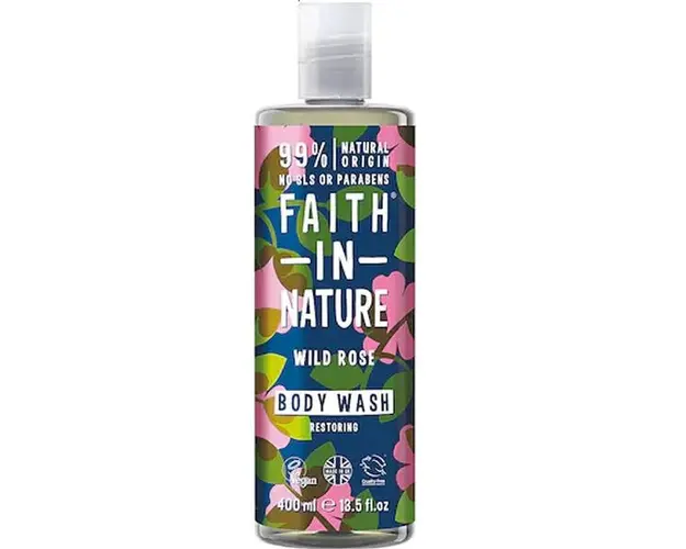 Gel de Dus si Spuma de Baie cu Trandafir Salbatic Faith in Nature, 400 ml