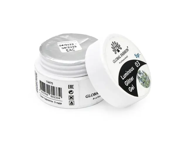 Gel luminiscent Luminous Glitter Gel cu sclipici hexagon, 03, 5g