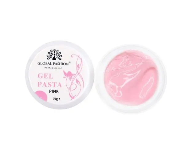 Gel pasta pentru unghii Global roz, 5 ml
