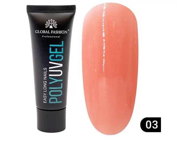 Gel UV constructie unghii, Global Fashion, Polygel, 30 gr, Roz 03