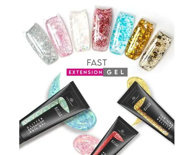 Gel UV constructie unghii, Global Fashion, Polygel color cu sclipici, 30g, Argintiu 04