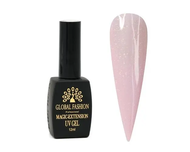 Gel UV pentru constructie, Magic Extension 12 ml, cu glitter, Roz crem G06