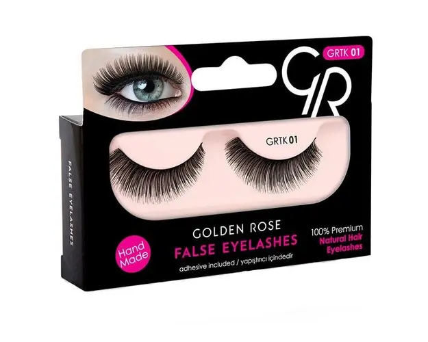 Gene False Banda din Par Natural 01 cu Mini Adeziv Inclus Golden Rose