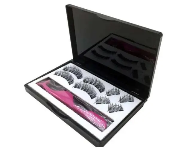 Gene false profesionale 3D, cu prindere magnetica, aplicator magnetic, cu 8 piese si cutie de pastrare