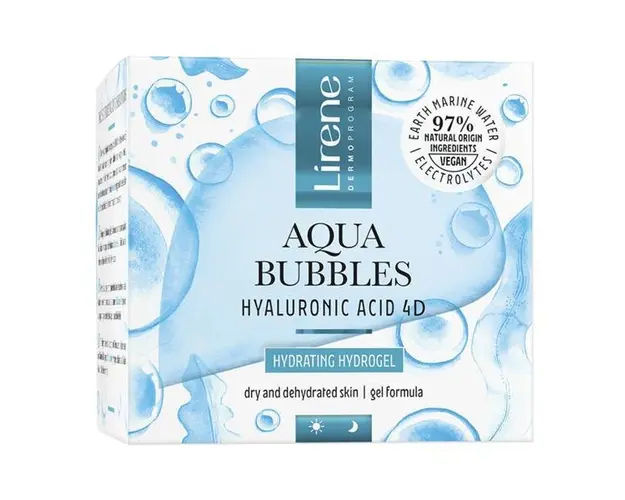 Hidro-gel facial hidratant cu acid hialuronic Lirene Aqua Bubbles, 50 ml