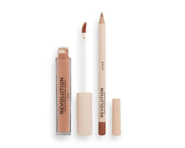 Kit pentru Buze: Creion + Ruj Lichid - Makeup Revolution Lip Contour Kit, nuanta Lover, 1 buc