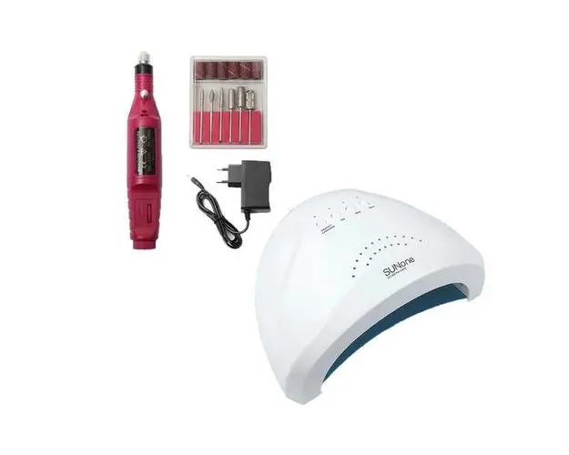 Kit pentru unghii, Lampa LED sun one 48W, freza unghii semiprofesionala 20.000 RPM 