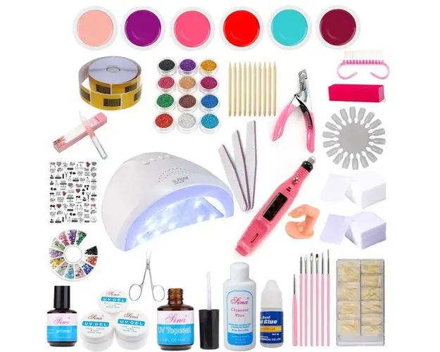 Kit unghii pentru acasa cu lampa SUN ONE 48w si freza electrica