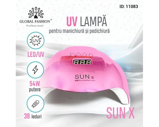 Lampa de unghii LED/UV, Sun-X, 54W, Roz
