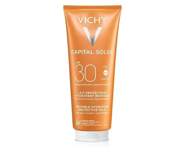 Lapte hidratant de protectie solara cu SPF 30 pentru fata si corp Capital Soleil, Vichy, 300 ml