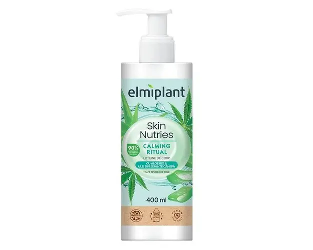 Lotiune de Corp cu Aloe Bio si Ulei din Seminte de Canepa - Elmiplant Skin Nutries Calming Ritual, 400 ml 