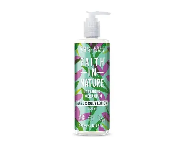 Lotiune pentru Maini si Corp cu Lavanda si Muscata - Faith in Nature Lavender &amp; Geranium Hand &amp; Body Lotion, 400 ml