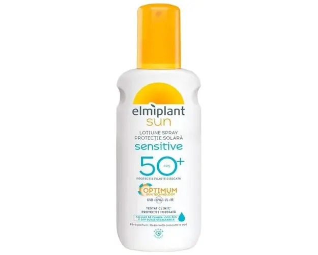 Lotiune Spray Protectie Solara cu Ulei de Canepa - Elmiplant Sun Sensitive FPS 50+, 200 ml