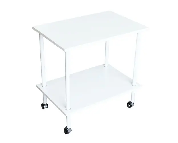 Masa Cosmetica cu Roti cu 2 Etaje 60x40x61cm, material Mdf, Alba 