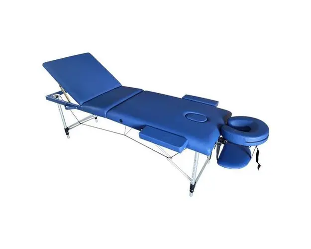 Masa de masaj, cadru aluminiu, 3 sectiuni, Albastru