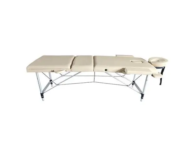 Masa de masaj, cadru aluminiu, 3 sectiuni, Crem 