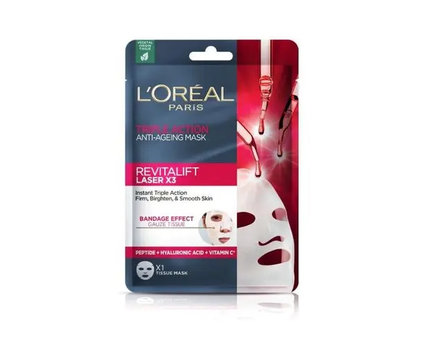 Masca Antirid Tip Servetel cu Actiune Tripla - L&#039;Oreal Paris Revitalift Laser x3 Tissue Mask, 1 buc