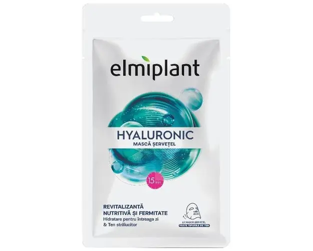 Masca de Fata Servetel - Elmiplant Hyaluronic Revitalizanta, Nutritiva si Fermitate, 1 buc