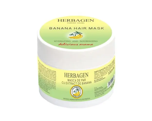 Masca de par cu extract de banana - Herbagen Banana Hair Mask Hydrating and Nourishing, 100ml