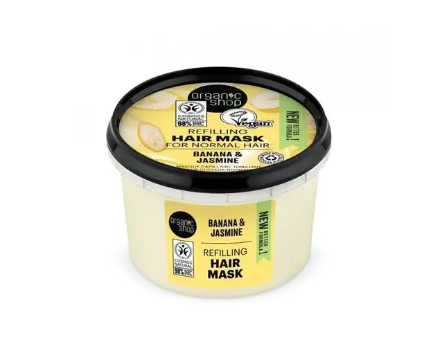 Masca de Par Tonifianta cu Banane si Iasomie Refilling Banana & Jasmine Organic Shop, 250 ml