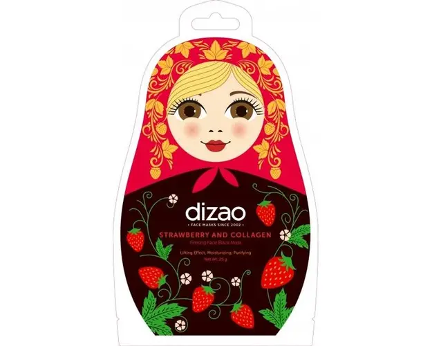 Masca Faciala Neagra Tip Servetel cu Efect de Lifting cu Capsuni si Colagen Dizao, 1 buc