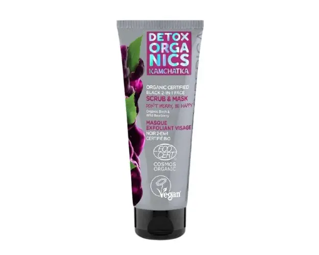 Masca Neagra si Scrub 2 in 1 cu Extract de Mesteacan Detox Organics, 75 ml