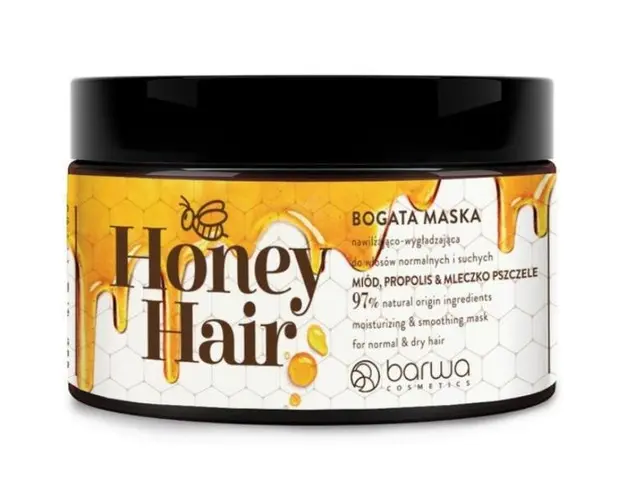 Masca par Honey Hair pentru par normal si uscat, cu laptisor de matca, miere si propolis Barwa Cosmetics 220 ml