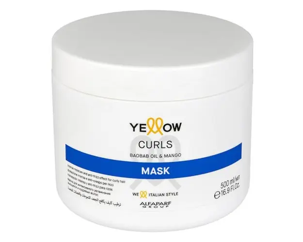 Masca pentru Parul Cret - Alfaparf Milano Yellow Curls Mask with Baobab Oil &amp; Mango, 500 ml