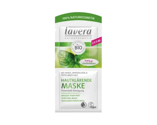 Masca Purificatoare pentru Ten Gras cu Menta, Argila si Sare de Mare Lavera, 2x5ml