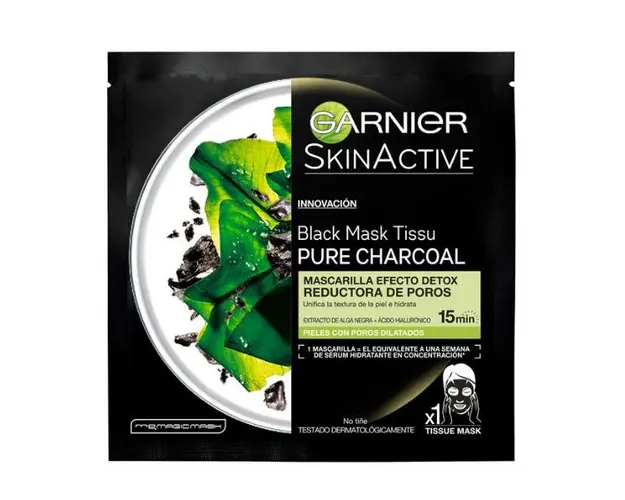 Masca Servetel Detoxifianta cu Carbune - Garnier SkinActive Black Mask Tissu Pure Charcoal, 1 buc