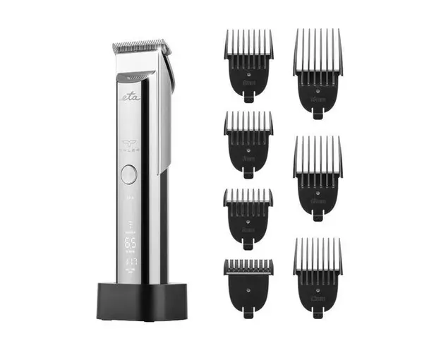 Masina de tuns si ras Eta Tyler 9342 90000, 5 viteze, 6 accesorii, acumulator Li-Ion 5V/1A, gri