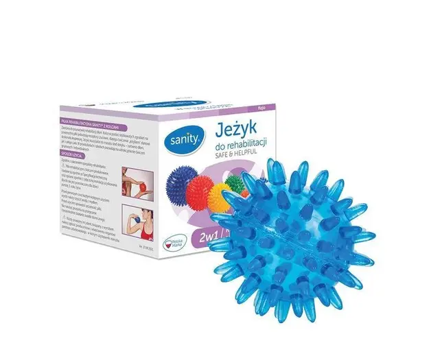 Minge Sanity Safe &amp; Helpful, 2 in 1, pentru reabilitare si masaj, 6 cm, tip arici, Albastru